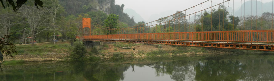 Plank bridge over River Song, Vang Vieng