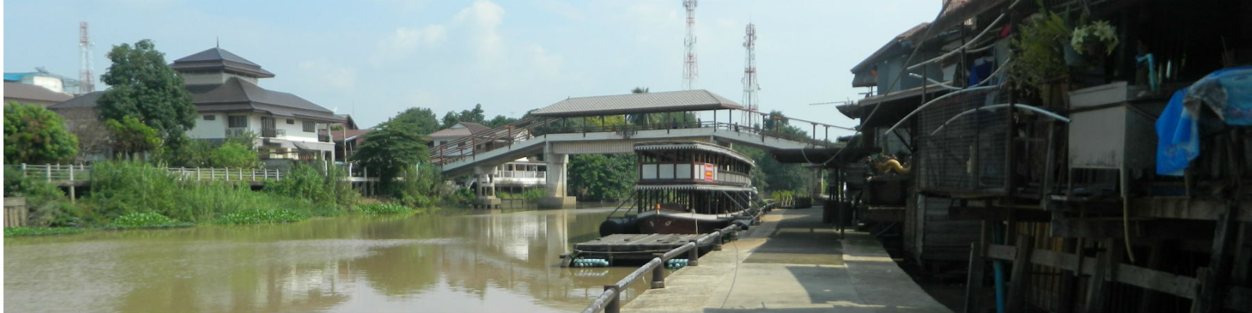 Tha Chin River at 100 Years Rim Nam Market, Sam Chuk District, Suphanburi Province